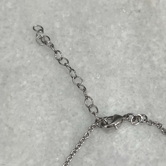 Black Agate Silvertone Crystal Point Pendant Necklace - Picture 8 of 9